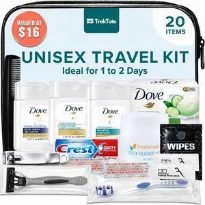 20-Piece Unisex Travel Toiletry Kit Premium Brand-Name Travel Toiletries 20-Piece Unisex Travel Toiletry Kit Premium Brand-Name Travel Toiletries
