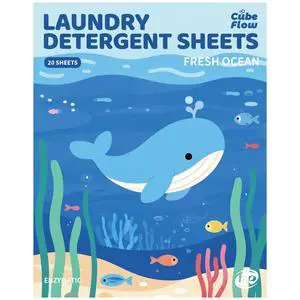Laundry Detergent Sheets, Fresh Ocean Scent - 40 Loads | Plastic-Free, Eco Friendly Sheets | Pre-Measured, Liquidless for Deep Clean | Hypoallergenic, Travel Laundry Soap Strips Laundry Detergent Sheets, Fresh Ocean Scent - 40 Loads | Plastic-Free, Eco Friendly Sheets | Pre-Measured, Liquidless for Deep Clean | Hypoallergenic, Travel Laundry Soap Strips