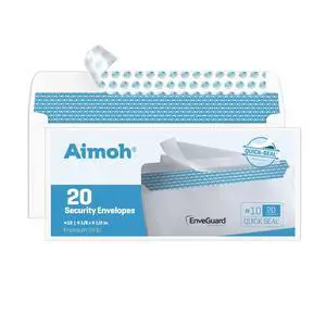 #10 Security Mailing Envelopes Letter Size, Self Seal, 20 Count, No Window, EnveGuard Security Tint, White, 4 x 9½ in, 24 lb Paper #10 Security Mailing Envelopes Letter Size, Self Seal, 20 Count, No Window, EnveGuard Security Tint, White, 4 x 9½ in, 24 lb Paper