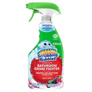 Bathroom and Shower Cleaning Spray, Foaming Bathroom Grime Fighter (Removes Soap Scum), Berry Scent, 32 oz. Bathroom and Shower Cleaning Spray, Foaming Bathroom Grime Fighter (Removes Soap Scum), Berry Scent, 32 oz.
