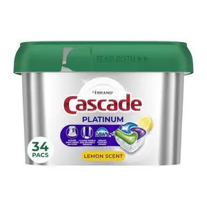 Cascade Platinum Dishwasher Pods, Dishwasher Detergent, Dish Detergent Soap, Lemon, 34 Count Cascade Platinum Dishwasher Pods, Dishwasher Detergent, Dish Detergent Soap, Lemon, 34 Count