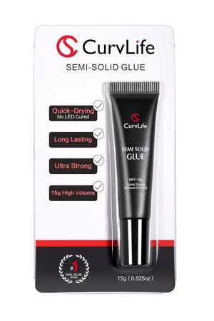 CurvLife Semi Solid Nail Glue, 15g Strong Nail Glue for Press On Nails | No UV Lamp Needed, Air-Dry Nail Glue Gel Has Gap-Filling Texture for Nail Tips and Press-Ons with Quick, Long-Lasting Hold CurvLife Semi Solid Nail Glue, 15g Strong Nail Glue for Press On Nails | No UV Lamp Needed, Air-Dry Nail Glue Gel Has Gap-Filling Texture for Nail Tips and Press-Ons with Quick, Long-Lasting Hold