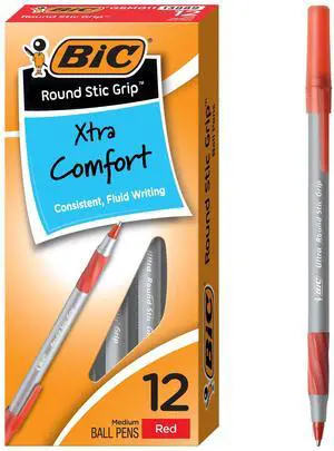 Round Stic Grip Xtra Comfort Red Ballpoint Pens, 12-Count, 1.2mm | Medium Point Pens for Smooth Writing | Soft Grip for Comfort | Ideal for School, Office, Or Home Round Stic Grip Xtra Comfort Red Ballpoint Pens, 12-Count, 1.2mm | Medium Point Pens for Smooth Writing | Soft Grip for Comfort | Ideal for School, Office, Or Home