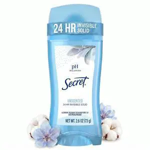 Unscented, invisible solid pH-balanced antiperspirant and deodorant for women, 2.6 oz. Unscented, invisible solid pH-balanced antiperspirant and deodorant for women, 2.6 oz.