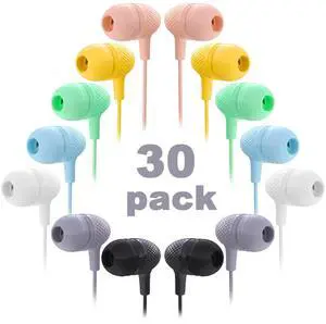 Kids Earbuds Bulk 30 Pack Macaron Colors Mixed, Wholesale Durable Earphones in-Ear Headphones Perfect for Schools Classroom Students Teens Children Gift and Adult Kids Earbuds Bulk 30 Pack Macaron Colors Mixed, Wholesale Durable Earphones in-Ear Headphones Perfect for Schools Classroom Students Teens Children Gift and Adult