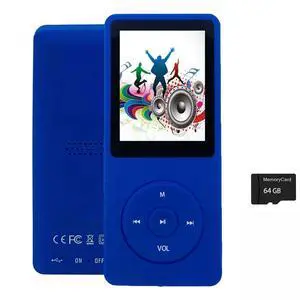 64GB MP3 Player with Speaker Earphones Portable Music Player for Kids Support Voice Recording Picture Video E-Book, Blue 64GB MP3 Player with Speaker Earphones Portable Music Player for Kids Support Voice Recording Picture Video E-Book, Blue