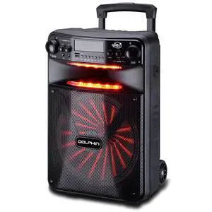Large Bluetooth Party Speaker, 12" Woofer | 80W Output, App Control, LED Light Show, USB, TF, FM & AUX Inputs, 2000mAh Battery, Dual Mic Jacks, Remote Control Large Bluetooth Party Speaker, 12" Woofer | 80W Output, App Control, LED Light Show, USB, TF, FM & AUX Inputs, 2000mAh Battery, Dual Mic Jacks, Remote Control