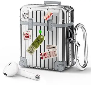 Compatible with AirPods Case Cover, Funny Suitcase Design Case for Airpods 2nd Generation/1st Generation, Cute Fashion Protective Hard Case for Women Men with Keychain Compatible with AirPods Case Cover, Funny Suitcase Design Case for Airpods 2nd Generation/1st Generation, Cute Fashion Protective Hard Case for Women Men with Keychain
