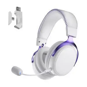 Verge S9 Ultra Lightweight Wireless Gaming Headset, Quad Mode 2.4G, BT, Wired Connectivity Headset with Noise Cancelling Mic, Compatible with PS PC Phone, Design for Comfort White Verge S9 Ultra Lightweight Wireless Gaming Headset, Quad Mode 2.4G, BT, Wired Connectivity Headset with Noise Cancelling Mic, Compatible with PS PC Phone, Design for Comfort White