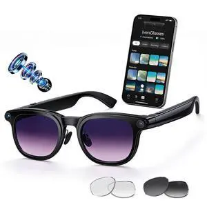 AI Smart Glasses with Camera, 8MP HD Camera Glasses for Men Women, 1200P 30FPS Video Recording, Voice Assistant, Real-Time Translation, Open-Ear Bluetooth Audio Sunglasses with Interchangeable Lenses AI Smart Glasses with Camera, 8MP HD Camera Glasses for Men Women, 1200P 30FPS Video Recording, Voice Assistant, Real-Time Translation, Open-Ear Bluetooth Audio Sunglasses with Interchangeable Lenses