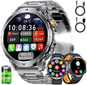 Smart Watches for Men,1.7" Smartwatch with 1000mah Battery,Flashlight,Bluetooth Call,100+ Sports Modes,Health Tracker,IP68 Waterproof,Fitness Tracker Watch for Android iOS(Black) Smart Watches for Men,1.7" Smartwatch with 1000mah Battery,Flashlight,Bluetooth Call,100+ Sports Modes,Health Tracker,IP68 Waterproof,Fitness Tracker Watch for Android iOS(Black)