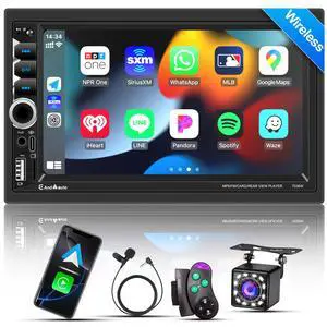 Wireless Apple CarPlay Double Din,7" Car Bluetooth 5.2,FM Car Radio,IPS 1024*600 Touch Screen Car Stereo,Backup Camera,Android Auto,DSP Subwoofer,USB,SWC,MIC,Car Audio Receiver,Car Play,178*100mm,180W Wireless Apple CarPlay Double Din,7" Car Bluetooth 5.2,FM Car Radio,IPS 1024*600 Touch Screen Car Stereo,Backup Camera,Android Auto,DSP Subwoofer,USB,SWC,MIC,Car Audio Receiver,Car Play,178*100mm,180W