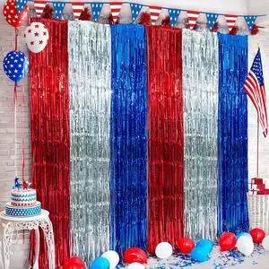 4th of July Decorations, 3 Pack Red White and Blue Tinsel Foil Fringe Curtains, 4th of July Photo Booth Prop for USA Themed Olympics, Patriotic, Memorial Day, Independence Day 4th of July Decorations, 3 Pack Red White and Blue Tinsel Foil Fringe Curtains, 4th of July Photo Booth Prop for USA Themed Olympics, Patriotic, Memorial Day, Independence Day