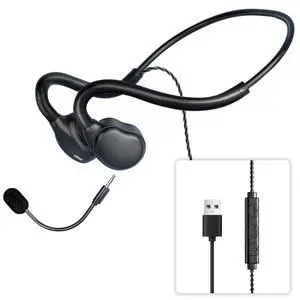 USB Headset with Mic for PC-Laptop,Open Ear Headphones Design for Long Wear, Computer Headset with Call Noise Reduction Premium Stereo Sound for Call Center, MS Teams, Skype, Webinars and More (Black) USB Headset with Mic for PC-Laptop,Open Ear Headphones Design for Long Wear, Computer Headset with Call Noise Reduction Premium Stereo Sound for Call Center, MS Teams, Skype, Webinars and More (Black)