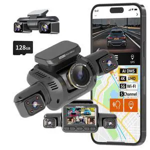 360° View Dash Cam Front and Rear, 5 Channel Dashcam 4k Car Camera | Free 128G Card, AI Driver Monitor System DMS, Built-in GPS 5GHz WiFi, Night Vision, Voice Control, WDR, 24/7 Parking Monitor 360° View Dash Cam Front and Rear, 5 Channel Dashcam 4k Car Camera | Free 128G Card, AI Driver Monitor System DMS, Built-in GPS 5GHz WiFi, Night Vision, Voice Control, WDR, 24/7 Parking Monitor