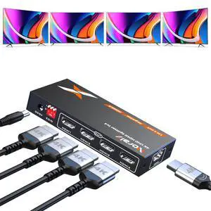 Uncompressed 4K HDMI Splitter 1 in 4 Out with EDID Management | Lossless 4K@60Hz UHD HDR HDMI 2.0 18Gbps, Zero Latency, HDCP 2.3, Plug and Play, for PS5, Fire Stick, HDTV Uncompressed 4K HDMI Splitter 1 in 4 Out with EDID Management | Lossless 4K@60Hz UHD HDR HDMI 2.0 18Gbps, Zero Latency, HDCP 2.3, Plug and Play, for PS5, Fire Stick, HDTV