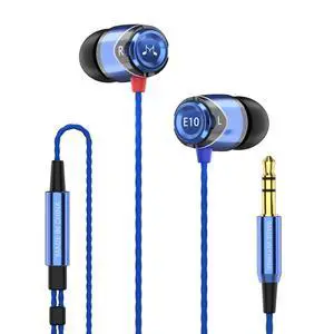 E10 Wired Earbuds, No Mic, Premium Hi-Fi, 3.5mm Jack, Blue | Rich punchy bass, Full layered audio, All-metal build, Tangle-free cable, Passive noise isolation, Ergonomic comfortable fit E10 Wired Earbuds, No Mic, Premium Hi-Fi, 3.5mm Jack, Blue | Rich punchy bass, Full layered audio, All-metal build, Tangle-free cable, Passive noise isolation, Ergonomic comfortable fit