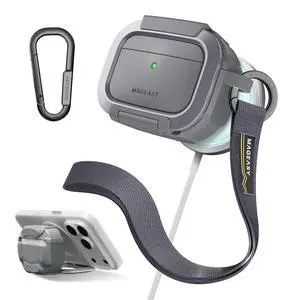 Axiz AirPods Pro 3 Case Cover with Lock & Phone Stand, Keychain Carabiner + Wristlet Strap, Aviation-Grade Aluminum Locking Mechanism, Rugged Shockproof Shell MagSafe (Metal Blue Grey) Axiz AirPods Pro 3 Case Cover with Lock & Phone Stand, Keychain Carabiner + Wristlet Strap, Aviation-Grade Aluminum Locking Mechanism, Rugged Shockproof Shell MagSafe (Metal Blue Grey)