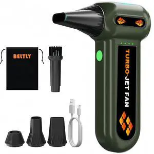 FT06 Powerful Compressed Air Duster with 150000RPM Brushless Motor | Rechargeable Dust Blower with LED Light, 4-Gear Adjustable, Mini Blower for Computer, Keyboard, Outdoor, House and Car, Green FT06 Powerful Compressed Air Duster with 150000RPM Brushless Motor | Rechargeable Dust Blower with LED Light, 4-Gear Adjustable, Mini Blower for Computer, Keyboard, Outdoor, House and Car, Green