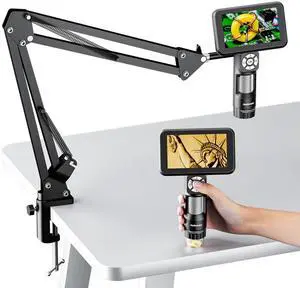 AD115 Handheld Digital Microscope with 5" Screen Flexible Arm | Portable Coin Microscope for Error Coins with Light, Flexible Boom Arm Stand for Soldering, Windows Mac Compatible AD115 Handheld Digital Microscope with 5" Screen Flexible Arm | Portable Coin Microscope for Error Coins with Light, Flexible Boom Arm Stand for Soldering, Windows Mac Compatible