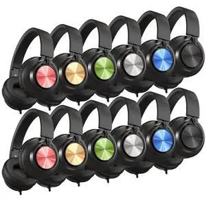School Headphones for Kids 12-Pack for K-12 Classroom Library Study | HD Microphone, Adjustable, Lightweight, Foldable, Stickers, Durable 3.5mm for Online Learning/Computer/Chromebook-Colorful School Headphones for Kids 12-Pack for K-12 Classroom Library Study | HD Microphone, Adjustable, Lightweight, Foldable, Stickers, Durable 3.5mm for Online Learning/Computer/Chromebook-Colorful