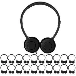 20 Pack Headphones for Kids Students School Classroom | Adjustable, 3.5mm Jack, Black, Bulk Earphones, For Library Children Adults 20 Pack Headphones for Kids Students School Classroom | Adjustable, 3.5mm Jack, Black, Bulk Earphones, For Library Children Adults