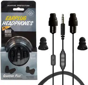 Guardian Plus in-Ear Earplug Earbud Hybrid - Noise Reduction in-Ear Headphones with Noise Isolating Mic and Controls (Black) Guardian Plus in-Ear Earplug Earbud Hybrid - Noise Reduction in-Ear Headphones with Noise Isolating Mic and Controls (Black)