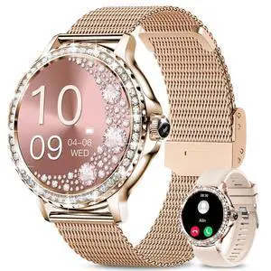 Smart Watches for Women (Answer/Make Call) with Diamonds, 1.3HD Screen Bluetooth Smartwatch for Android iOS Phones, IP68 Waterproof Fitness Activity Trackers with Heart Rate/SpO2/BP/Sleep Monitor Smart Watches for Women (Answer/Make Call) with Diamonds, 1.3HD Screen Bluetooth Smartwatch for Android iOS Phones, IP68 Waterproof Fitness Activity Trackers with Heart Rate/SpO2/BP/Sleep Monitor