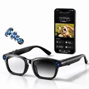 AI Smart Glasses with Camera, 8MP HD Video Recording Eyewear, 1200P 30FPS EIS, Voice Assistant, Real-Time Translation, Open-Ear Bluetooth Audio, Photochromic Lens for Men Women AI Smart Glasses with Camera, 8MP HD Video Recording Eyewear, 1200P 30FPS EIS, Voice Assistant, Real-Time Translation, Open-Ear Bluetooth Audio, Photochromic Lens for Men Women
