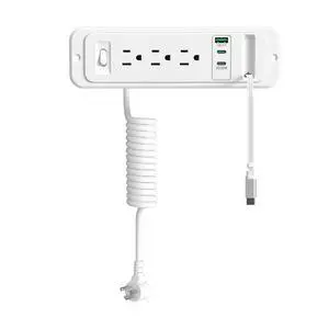 Recessed Power Strip with 60cm Retractable USB C Cable, Flush Mount | Furniture Drawer Outlet kit insert in (4) 20W USB & (3) 15 Amp AC Outlets, Hidden Charging Station for Desktop Recessed Power Strip with 60cm Retractable USB C Cable, Flush Mount | Furniture Drawer Outlet kit insert in (4) 20W USB & (3) 15 Amp AC Outlets, Hidden Charging Station for Desktop