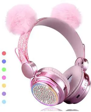 Wireless Girls Headphones Bluetooth, LED Light up Color Changing Kids Headphones with MIC, 10 Hours Anime Cute Headsets for School,Parties (Pink) Wireless Girls Headphones Bluetooth, LED Light up Color Changing Kids Headphones with MIC, 10 Hours Anime Cute Headsets for School,Parties (Pink)