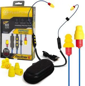 FreeReign Volume Limited Wireless Bluetooth in-Ear Earplug Earbuds - Noise Reduction Headphones with Noise Isolating Mic and Controls, Blue & Yellow FreeReign Volume Limited Wireless Bluetooth in-Ear Earplug Earbuds - Noise Reduction Headphones with Noise Isolating Mic and Controls, Blue & Yellow