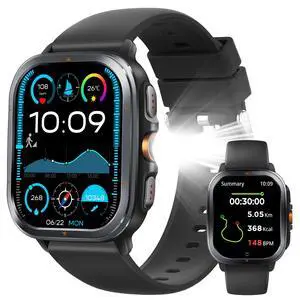Smart Watch for Men Women, 2.01" AMOLED Fitness Tracker with Flashlight, Built-in GPS & Compass, Heart Rate/SpO2/Blood Pressure/Sleep/Stress Monitoring, 128 Sports Modes, IP68 Waterproof (Black) Smart Watch for Men Women, 2.01" AMOLED Fitness Tracker with Flashlight, Built-in GPS & Compass, Heart Rate/SpO2/Blood Pressure/Sleep/Stress Monitoring, 128 Sports Modes, IP68 Waterproof (Black)
