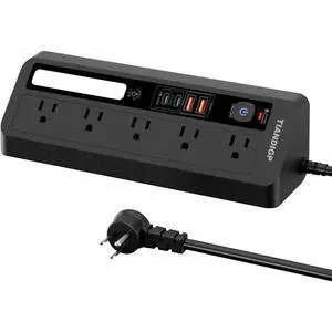 Power Strip; Surge Protector with 5 Outlets, 2 USB-A,2 USB-C PD 35W Charging Station; 6 FT Flat Extension Cord ETL Listed,for Home, Office -Black Power Strip; Surge Protector with 5 Outlets, 2 USB-A,2 USB-C PD 35W Charging Station; 6 FT Flat Extension Cord ETL Listed,for Home, Office -Black