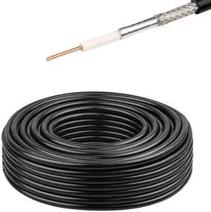 RG58 Coaxial Cable - 50 Ohm Shielded Cable for RF Communication, Ham Radio, and Antenna Applications 50FT RG58 Coaxial Cable - 50 Ohm Shielded Cable for RF Communication, Ham Radio, and Antenna Applications 50FT