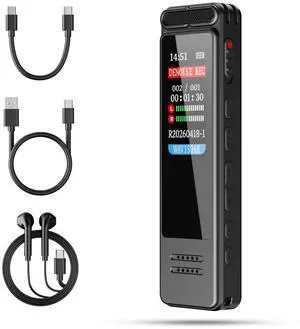 Digital Voice Recorder, Portable Audio Recorder with Built-in Speaker, Voice Activated, WAV, A-B Repeat & Password Protection Ideal for Meetings, Lectures & Interviews Digital Voice Recorder, Portable Audio Recorder with Built-in Speaker, Voice Activated, WAV, A-B Repeat & Password Protection Ideal for Meetings, Lectures & Interviews