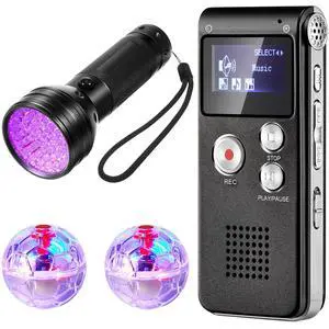 4 Pcs Ghost Hunting Equipment Kit for Paranormal Investigation | 1 Evp Voice Recorder 8 Gb, 1 UV Flashlight, 2 LED Light up Cat Balls, Ghost Detection Finding Kit for Outdoor Inspection 4 Pcs Ghost Hunting Equipment Kit for Paranormal Investigation | 1 Evp Voice Recorder 8 Gb, 1 UV Flashlight, 2 LED Light up Cat Balls, Ghost Detection Finding Kit for Outdoor Inspection