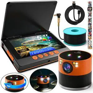 Underwater Fishing Camera, 360° Horizontal Rotating Fish Finder with 5" 1080P IPS Screen & Exclusive Anti-Fog Lens, 10000mAh Battery, RGB Lure Lights, 99ft Cable for Ice, Lake & Boat Fishing Underwater Fishing Camera, 360° Horizontal Rotating Fish Finder with 5" 1080P IPS Screen & Exclusive Anti-Fog Lens, 10000mAh Battery, RGB Lure Lights, 99ft Cable for Ice, Lake & Boat Fishing