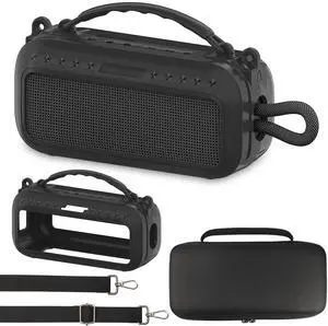 Silicone Cover and Carrying Case for Bose SoundLink Plus Speaker | Protective Cases with Handle and Shoulder Strap, Soft Silicone Cover and Hard Travel Case (Black) Silicone Cover and Carrying Case for Bose SoundLink Plus Speaker | Protective Cases with Handle and Shoulder Strap, Soft Silicone Cover and Hard Travel Case (Black)