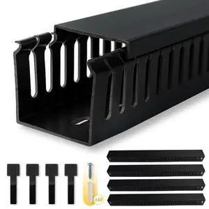 Cable Raceway, 95" Open Slot Cable Management Kit with Upgraded Snap Structure,Wire Cover Cord Hider for Under Desk&Industrial Network/PC/TVs- 23.6" X 1.97" X 2.4" X 4PCS (LWH,Black) Cable Raceway, 95" Open Slot Cable Management Kit with Upgraded Snap Structure,Wire Cover Cord Hider for Under Desk&Industrial Network/PC/TVs- 23.6" X 1.97" X 2.4" X 4PCS (LWH,Black)