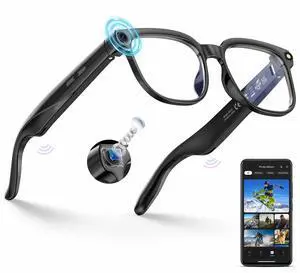 AI Smart Glasses with Camera and Bluetooth, 800W HD Anti-Shake Camera Glasses, 1080P Video Recording, Audio, Translation, GPT Assistant, 290 mAh, AI Glasses for Men Women with Travel & Vlogging AI Smart Glasses with Camera and Bluetooth, 800W HD Anti-Shake Camera Glasses, 1080P Video Recording, Audio, Translation, GPT Assistant, 290 mAh, AI Glasses for Men Women with Travel & Vlogging