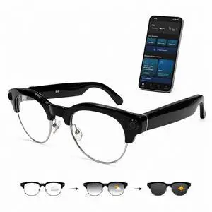 AI Smart Glasses with Camera for Play Music Work Travel Translation | 8MP camera, 1200P video, voice control, real-time translation, object recognition, photochromic lenses and AI assistant AI Smart Glasses with Camera for Play Music Work Travel Translation | 8MP camera, 1200P video, voice control, real-time translation, object recognition, photochromic lenses and AI assistant