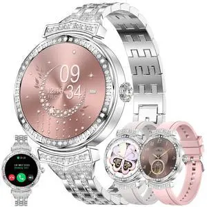1.32" AMOLED Smart Watch for Women(Make/Answer Call), 2026 New 5ATM Waterproof Womens Smartwatches, Fitness Tracker Smartwatch for Android iPhones, Digital Watches Step Counter, 3 Straps (Silver) 1.32" AMOLED Smart Watch for Women(Make/Answer Call), 2026 New 5ATM Waterproof Womens Smartwatches, Fitness Tracker Smartwatch for Android iPhones, Digital Watches Step Counter, 3 Straps (Silver)