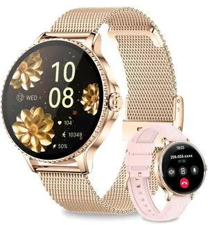 Smart Watches Women,1.27'' Activity Trackers with Bluetooth Calls(Answer&Make) Heart Rate/Sleep/SpO2 Monitor Sport Modes Waterproof for iPhone/Android (Pink) Smart Watches Women,1.27'' Activity Trackers with Bluetooth Calls(Answer&Make) Heart Rate/Sleep/SpO2 Monitor Sport Modes Waterproof for iPhone/Android (Pink)