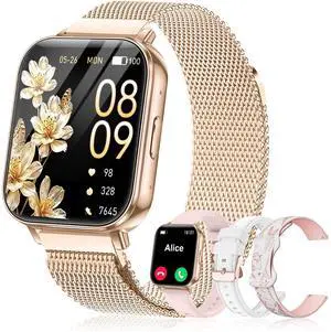 Smart Watch for Women, 1.85" HD Fitness Tracker with Bluetooth Call, 1000mAh Battery, 130+ Sports Modes, Heart Rate/Sleep Monitor, IP68 Waterproof with 4 Bands, Compatible with iOS/Android(Rose Gold) Smart Watch for Women, 1.85" HD Fitness Tracker with Bluetooth Call, 1000mAh Battery, 130+ Sports Modes, Heart Rate/Sleep Monitor, IP68 Waterproof with 4 Bands, Compatible with iOS/Android(Rose Gold)