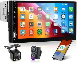 Single Din Car Radio with Bluetooth iOS/Android Mirror Link, 7 Inch Touch Screen Car Stereo 1 Din with Backup Camera Bluetooth Hands-Free FM Radio USB EQ AUX TF Steering Wheel Control Single Din Car Radio with Bluetooth iOS/Android Mirror Link, 7 Inch Touch Screen Car Stereo 1 Din with Backup Camera Bluetooth Hands-Free FM Radio USB EQ AUX TF Steering Wheel Control