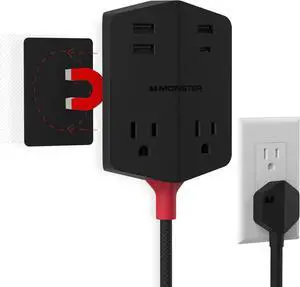 Power Shield: Magnetic Wall Outlet Extender, Multiple Plug Outlet with 2 AC Outlets, 3 USB-A Ports, & 1 USB-C Port (20W) Power Shield: Magnetic Wall Outlet Extender, Multiple Plug Outlet with 2 AC Outlets, 3 USB-A Ports, & 1 USB-C Port (20W)