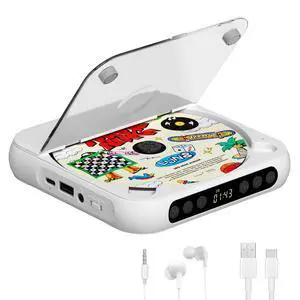 Portable CD Player, Personal CD Player with Bluetooth for Home, Rechargeable Small CD Player with Headphones,Built-in HiFi Speakers, Support CD/AUX/USB, Anti-Skip/Shockproof Portable CD Player, Personal CD Player with Bluetooth for Home, Rechargeable Small CD Player with Headphones,Built-in HiFi Speakers, Support CD/AUX/USB, Anti-Skip/Shockproof