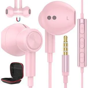 3.5mm Headphone Wired Earbud with Mic for School Computer PC, Pink | Wired Earphones HiFi Stereo Clear Call Magnetic Ear Buds Wire for Samsung A25/A15/A14/S10/A12/Switch/MP3/Kindle 3.5mm Headphone Wired Earbud with Mic for School Computer PC, Pink | Wired Earphones HiFi Stereo Clear Call Magnetic Ear Buds Wire for Samsung A25/A15/A14/S10/A12/Switch/MP3/Kindle