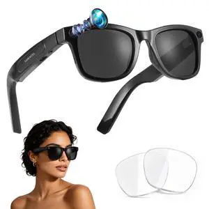 Your First Smart Glasses Beater Glasses, 8MP HD Video Recording for Women | Object Recognition & Real-Time Translation, Camera Sunglasses for Outdoor Activities Travel Hiking, Black Your First Smart Glasses Beater Glasses, 8MP HD Video Recording for Women | Object Recognition & Real-Time Translation, Camera Sunglasses for Outdoor Activities Travel Hiking, Black